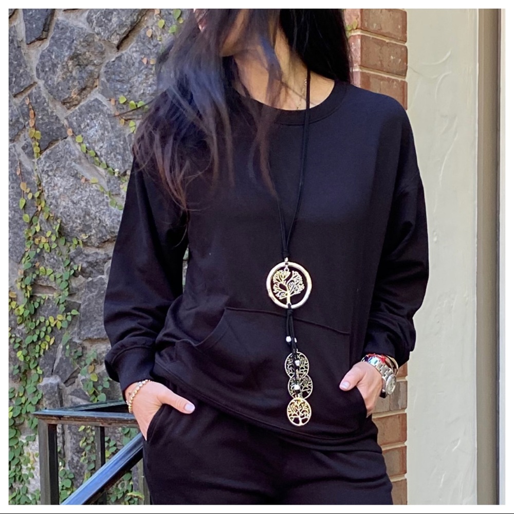 BLACK 2 PIECE JOGGER SET pants and sweatshirt - Picture 5 of 6
